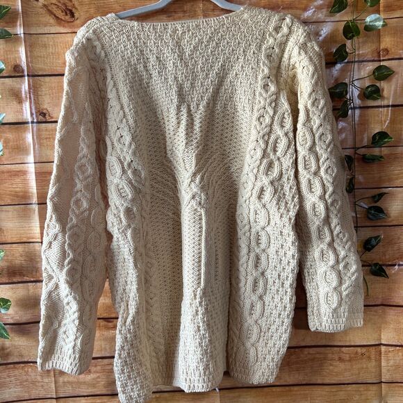 Kilronan Merino Wool Tree of Life Button Front Cardigan In Yellow Sz XL - Picture 4 of 6